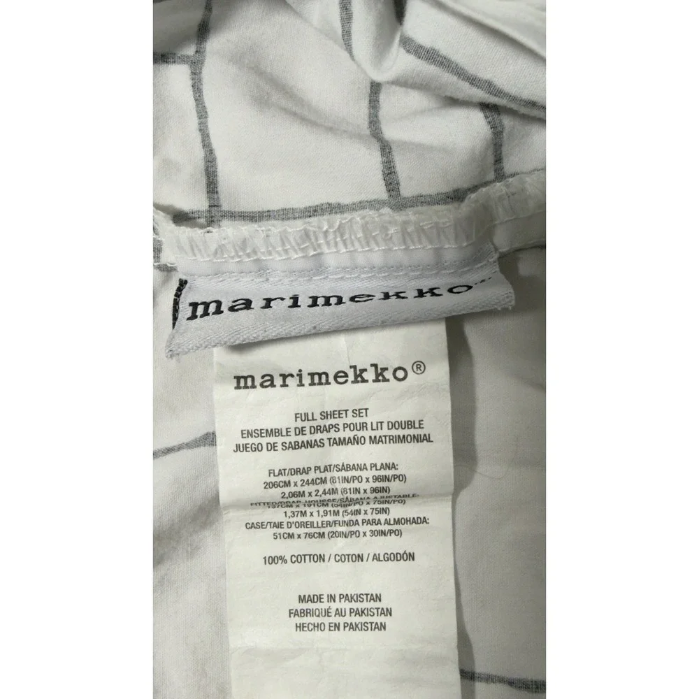 MARIMEKKO SudenKorento Sheet Set FULL 4pc Geometric Modernist Black White Cotton
